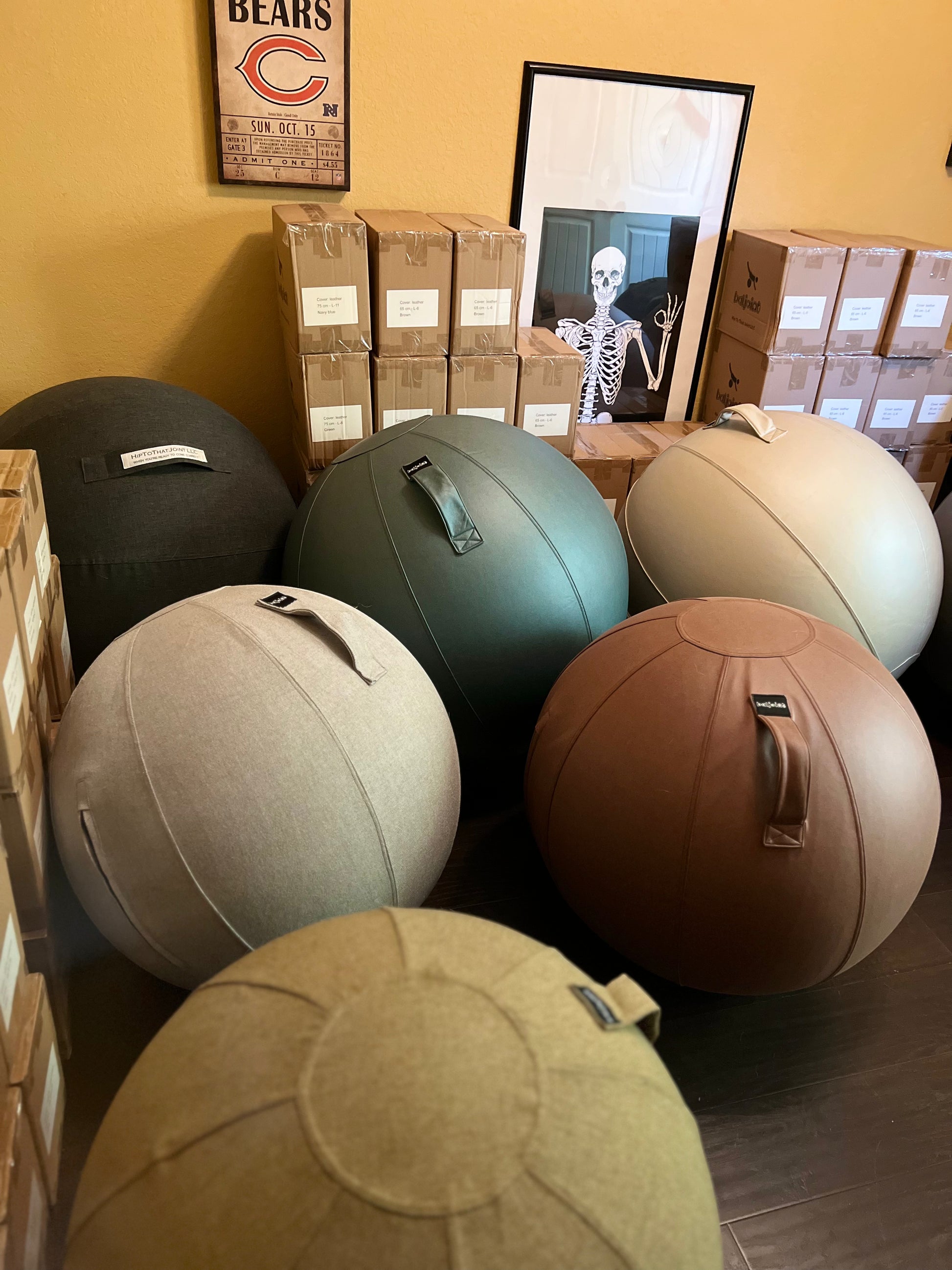 Leather sitting online ball